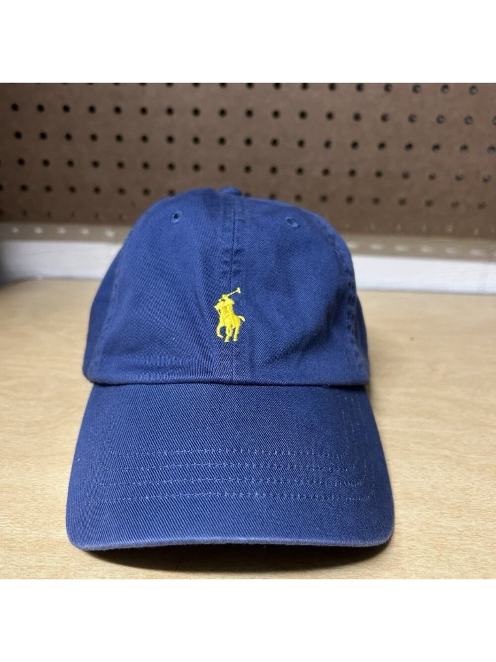 Polo Ralph Lauren Cotton Chino Adjustable Cap Hat Blue - One Size Yellow Pony
